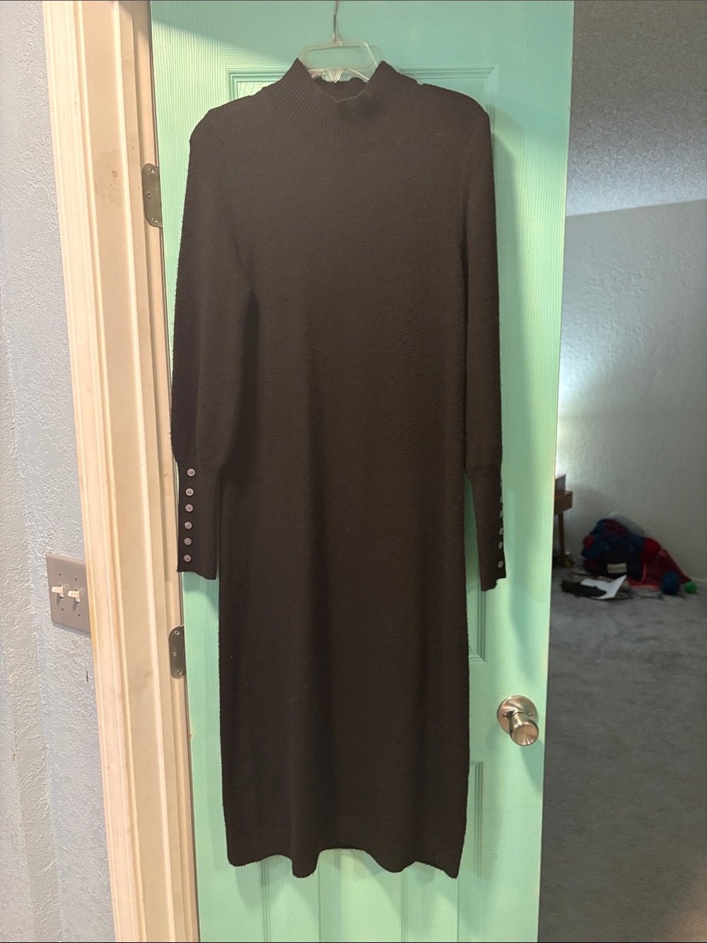 Rachel Zoe Black Long-Sleeve Mock Neck Knit Dress